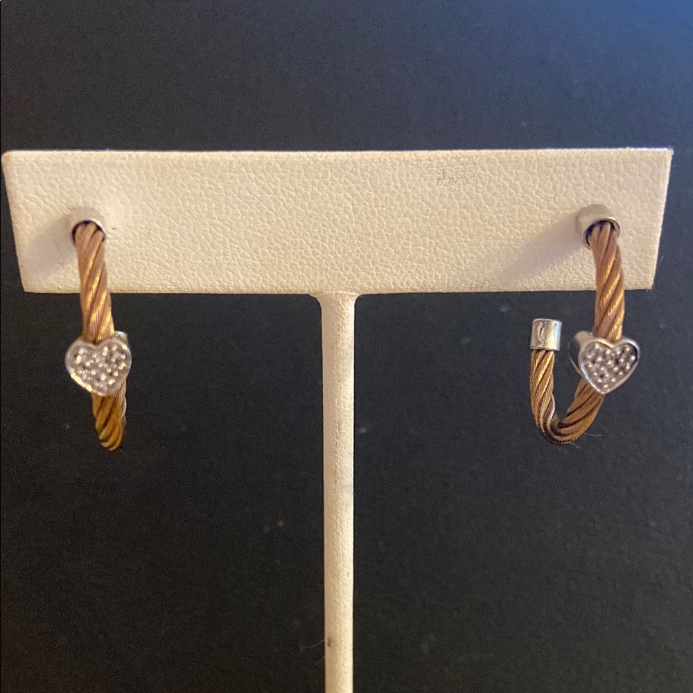 Rose gold stainless steel and sterling Silver Heart Earrings